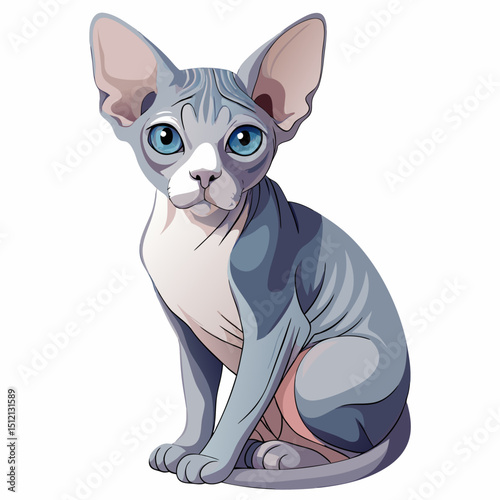 Minimalist Sphynx Cat Vector – Modern Pet Illustration