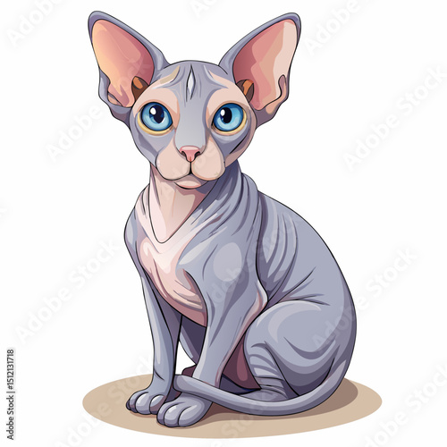 Sphynx Cat Side View Vector – Elegant and Unique Pet Art