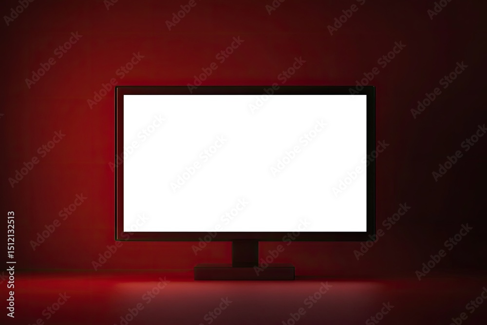3D Rendered Lcd Screen for Mockup 3D Illustration on Dark Red Background 3D Rendered Lcd Screen for Mockup 3D Illustration on Dark Red Background