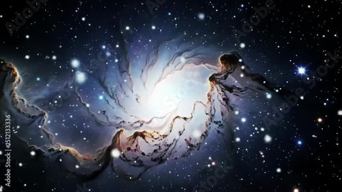 Dramatic Swirling Nebula in Deep Space With Countless Stars Against a Dark Blue Cosmic Background An Awe Inspiring Visual