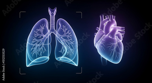 Wallpaper Mural Anatomy of the Heart and Lungs: The internal anatomy of the human heart and lungs in vivid detail, ideal for medical illustrations and health-related projects.  Torontodigital.ca