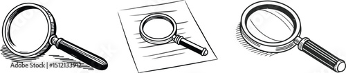 Glass vector illustration, magnifying glass collection design, magnifying glass silhouette.