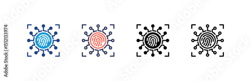 Fingerprint Scan icon set multiple style collection