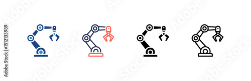 Robotic Arm icon set multiple style collection