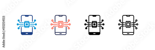 Smartphone icon set multiple style collection