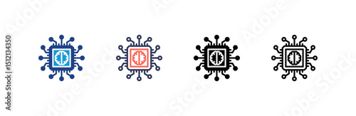Chip icon set multiple style collection