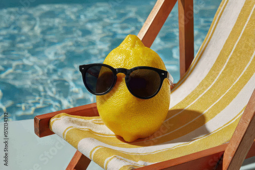 Tropical lemon Lounging by Poolside in Summer