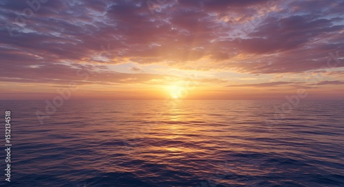 First light of day over the ocean horizon
