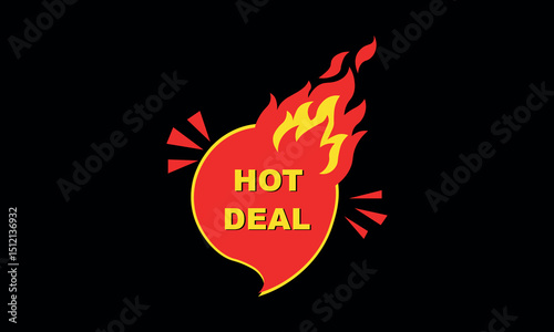 hot deal banner with fire