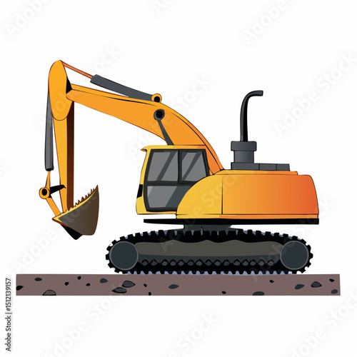 Excavator Machinery in Urban Environment - Illustrative Design