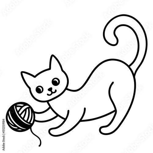Cat Playing With Yarn