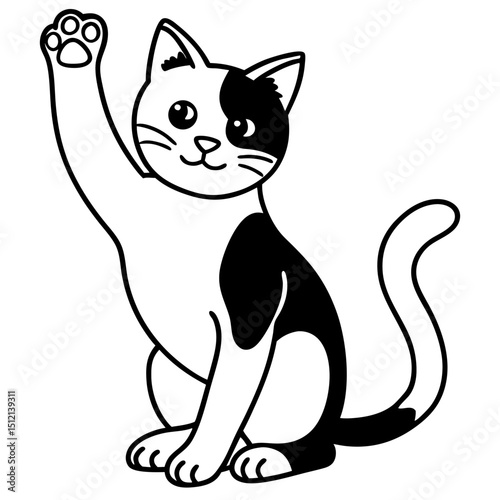 Cat With Raised Paw