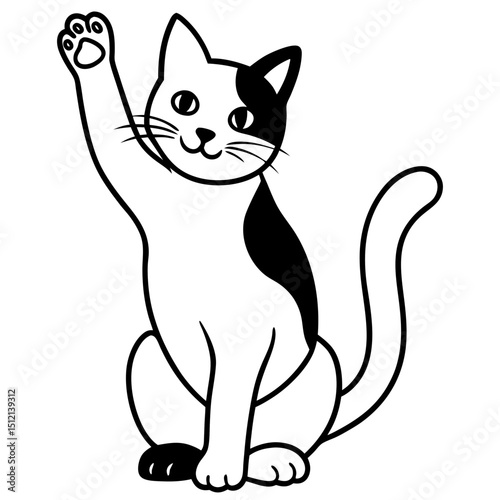 Cat With Raised Paw