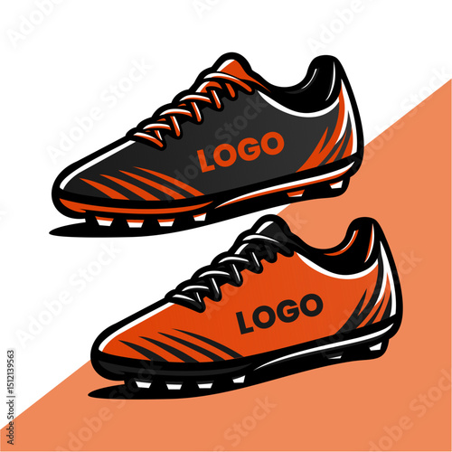 Football Boot Vector Design With Tiger Pattern, bright and dark colors