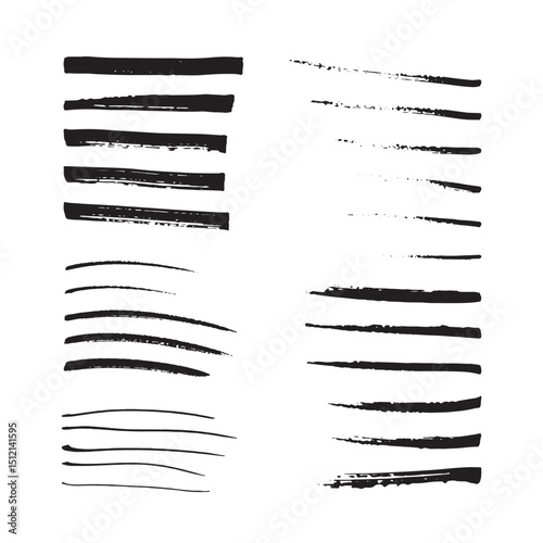 Vector the cracks rock texture effect black and white background, Set of vector wax crayon and brush strokes isolated on white background, Vector hand painting brush