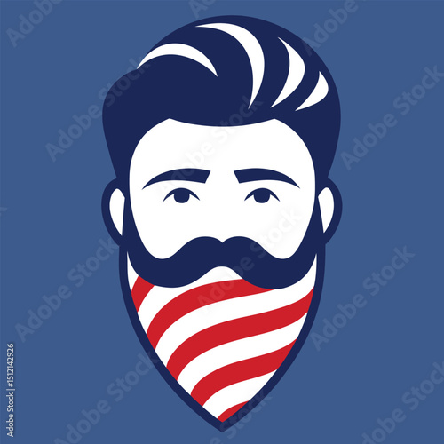 Barber Pole Stripes Integrated into the Beard Vector Illustration