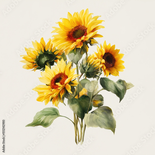 Wallpaper Mural A Stunning Bouquet of Sunflowers , white background cut out PNG Torontodigital.ca