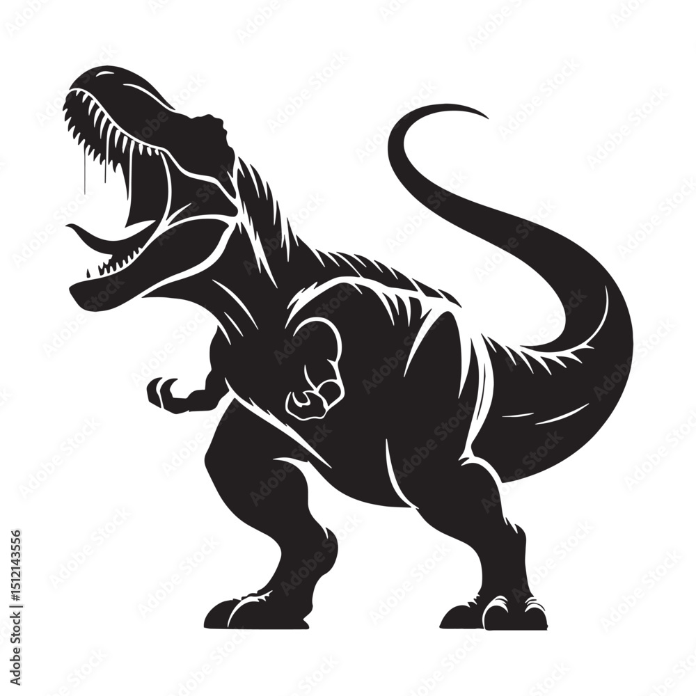 Obraz premium Primeval Beast Giganotosaurus silhouette – Giganotosaurus illustration – Minimalist Giganotosaurus vector – Dinosaur silhouette