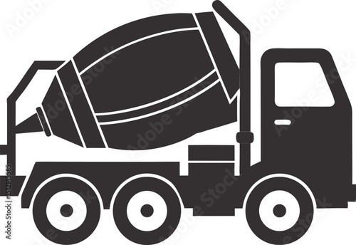 Concrete Mixer Truck Icon in Simple Vector Illustration Style