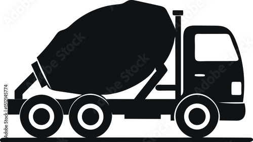 Silhouette of a concrete mixer truck for construction and industrial projects