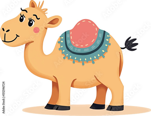 isolated female camel vector illustration and transparent background