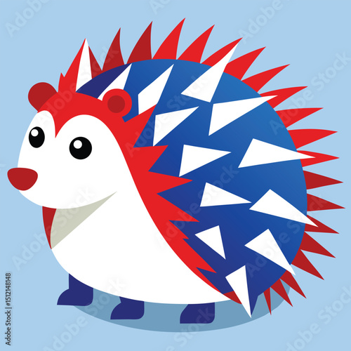 Hedgehog with Striped Spines Red White Spiky Vector Illustration