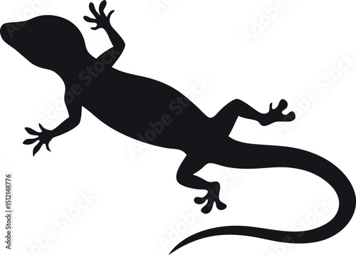 Simple Gecko Silhouette Illustration on White Background for Design Projects