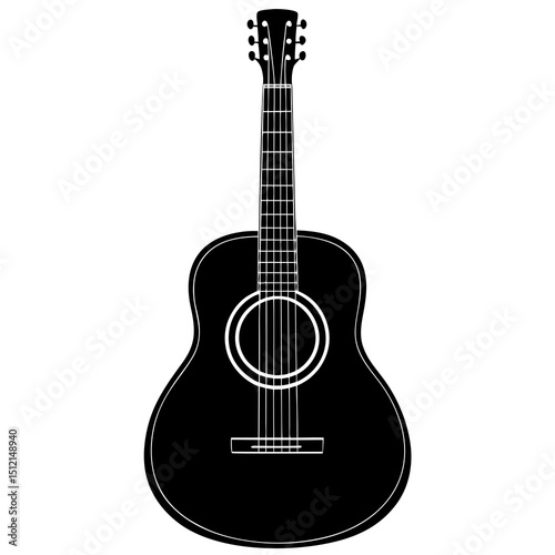 silhouette  acoustic guitar on white background