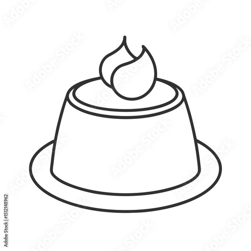 Panna Cotta Outline Vector Illustration