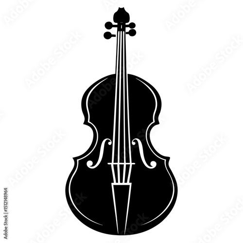 silhouette  cello on white background