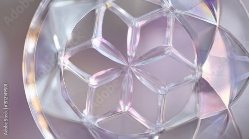 Abstract crystal sphere showing light refraction and transparency