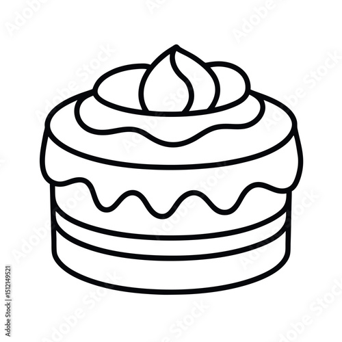 Tiramisu Outline Dessert Vector Art