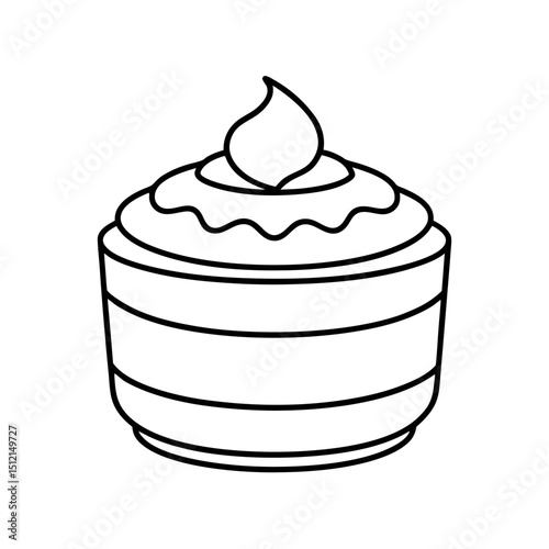 Tiramisu Food Line Art Vector Illustration