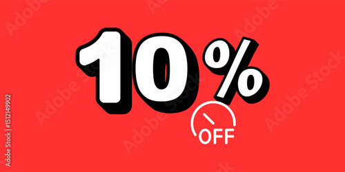  Sale Off promotion set made of numbers. Vector Illustration 10% percent  with red background
