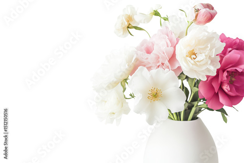 Wallpaper Mural A bouquet of vibrant pink and white peonies in a simple vase Torontodigital.ca