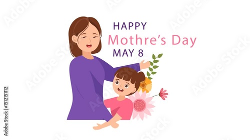 Happy Mother's Day May 8th With Flower Gift
