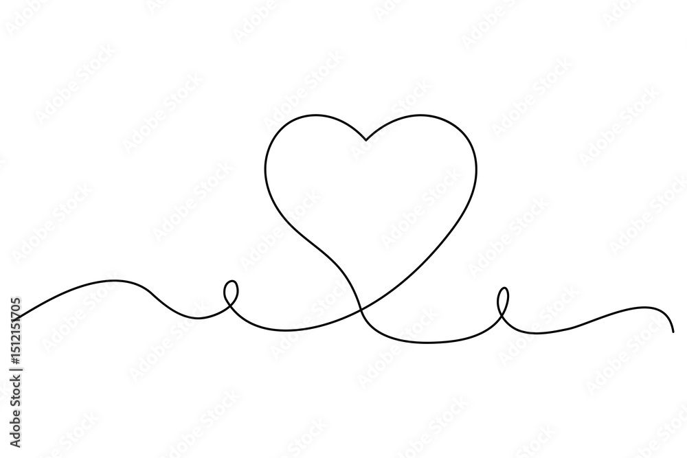 Fototapeta premium Minimalist continuous one line drawing of a heart outline for modern designs 