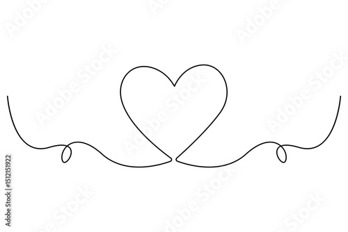 Minimalist continuous one line drawing of a heart outline for modern designs
