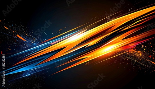 Abstract blue and orange streaks on black - great for design inspiration