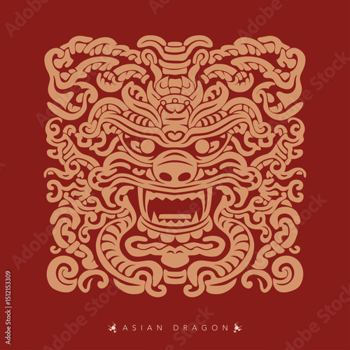 Asian dragon totem, vector illustration texture, creative ancient geometric background