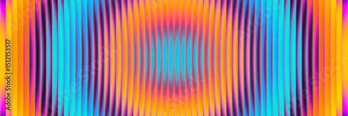 Colorful fractal glass with summer gradient waves in vibrant orange cyan pink tones radiating light and warmth. Glowing pulsating futuristic pattern reflecting the warmth of summer and energy of music