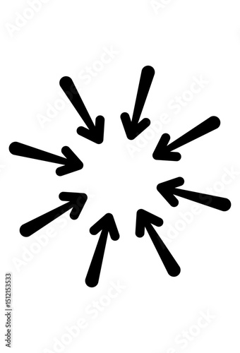 Arrows pointing inward, concentrating to a center