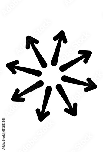 Arrows converging to a central point, showing inward direction