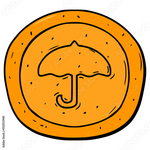 dalgona candy with umbrella illustration hand drawn isolated vector