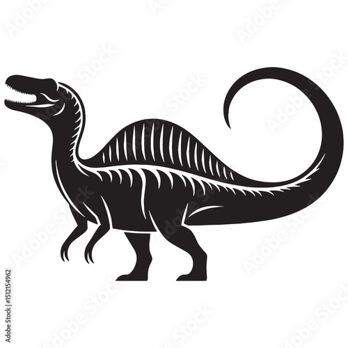 Ancient Beast Spinosaurus silhouette standing tall – Spinosaurus illustration – Minimalist Spinosaurus vector – Dinosaur silhouette

