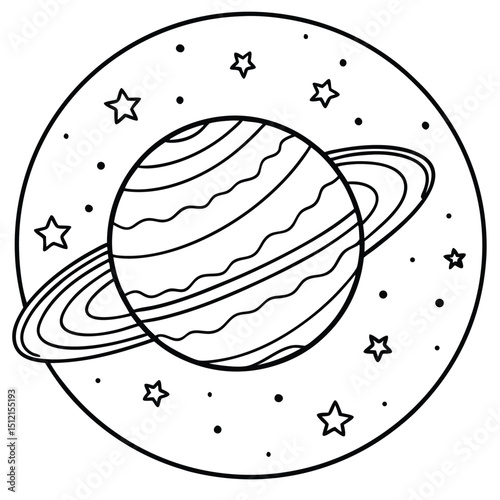 vector illustration of a planet, Saturn,