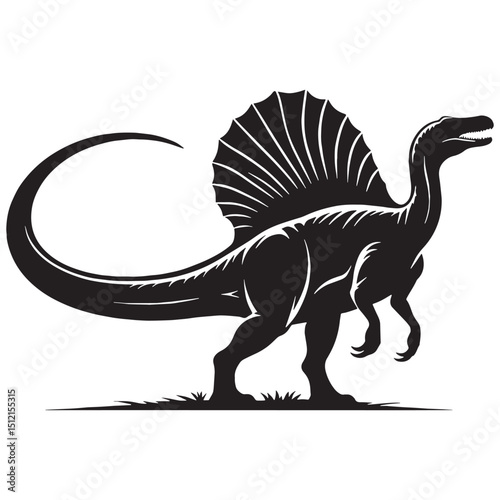 Aquatic Hunter Spinosaurus silhouette in motion – Spinosaurus illustration – Minimalist Spinosaurus vector – Dinosaur silhouette

