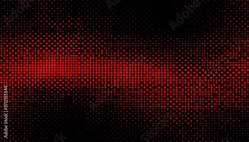 Red halftone dots on black background - works well for marketing materials