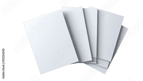 Several blank white sheets of paper overlapping, creating a fan-like arrangement
