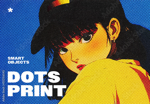 Dots Comic Print Effect Mockup